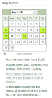 Archive calendar widget. 