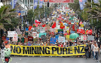 40,000 people in Auckland demonstrated against the government's mining plans in May. 