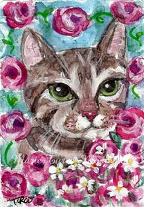Cat ACEO Painting