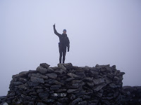 Manny at the summit of Clisham - one down, 218 to go!