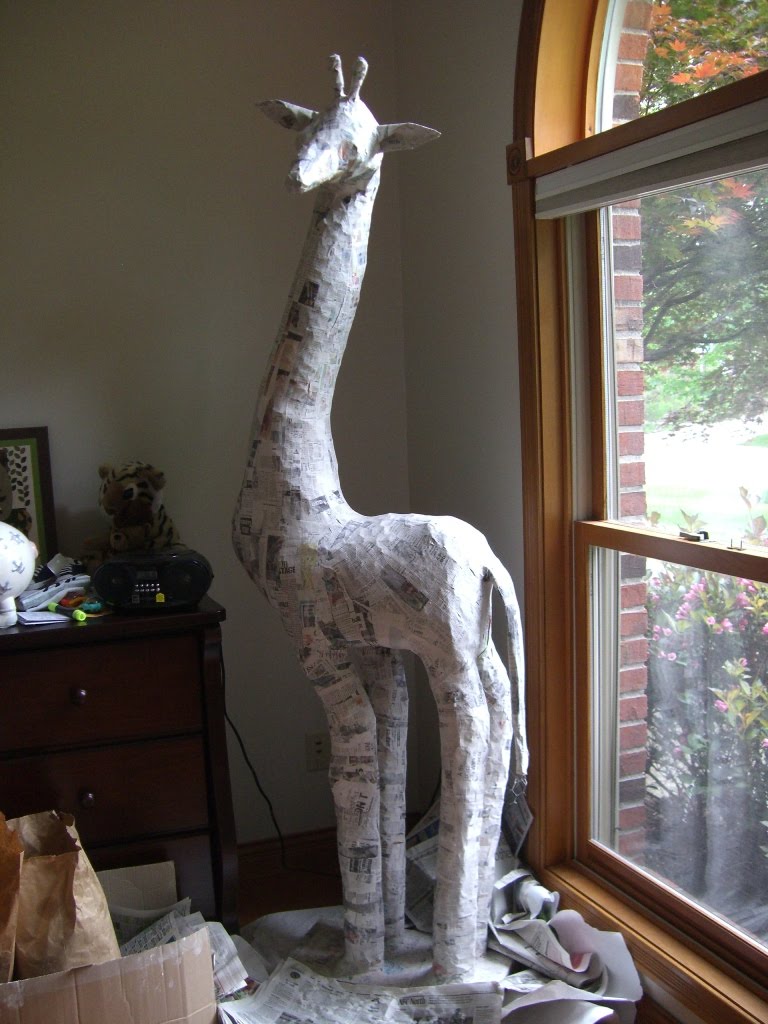Art Dolls third stage of paper mache giraffe
