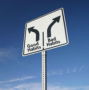good and bad habits sign board