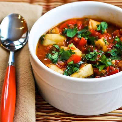 30 Minute Spicy Red Fish Stew (Low-Carb, Gluten-Free, Paleo) found on KalynsKitchen.com