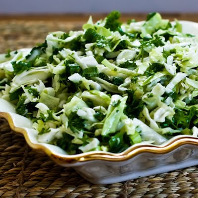 Val's Sweet Cabbage Slaw with Green Onion and Parsley found on KalynsKitchen.com