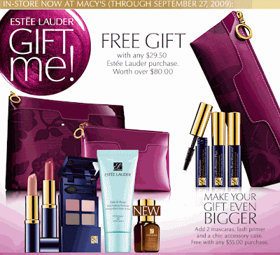 It S Gift Time Free At Estee Lauder With Any 29 50 Purchase In Now Macy Through Sept 27th I M Loving The Purple Bag