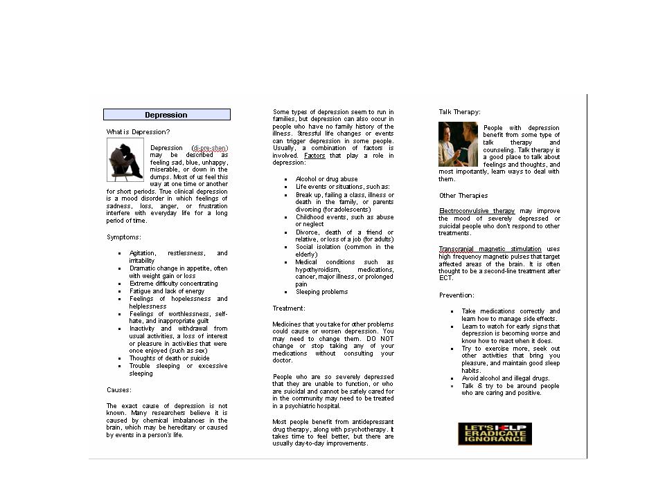 Health Information Guide HELP English Health Pamphlet Depression Health Information Guide HELP English Health Pamphlet Depression