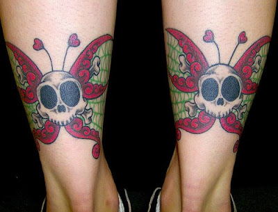 Butterfly skull tattoo