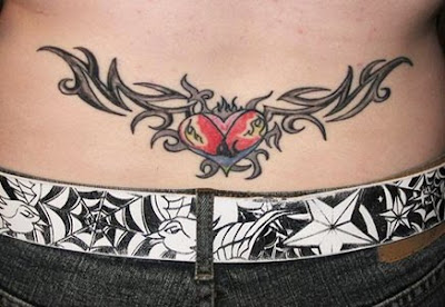 lower back tribal heart tattoos