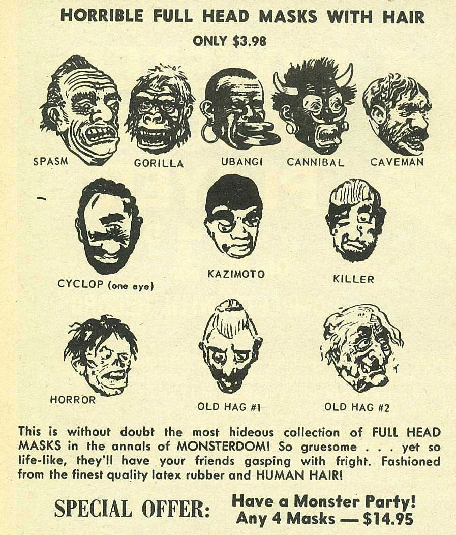 Topstone Halloween Mask Ads - Mad Monsters Magazine (1963) | Blood ...