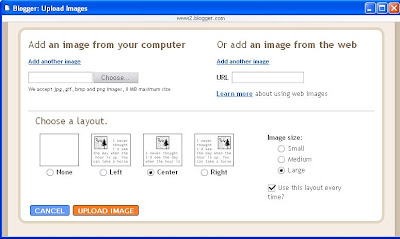 Blogger image upload pop-up window