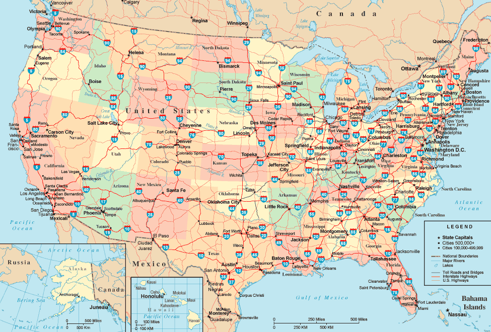 highway interstate states united system map