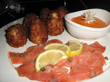 Salmon Gravlox and Lobster Croquets
