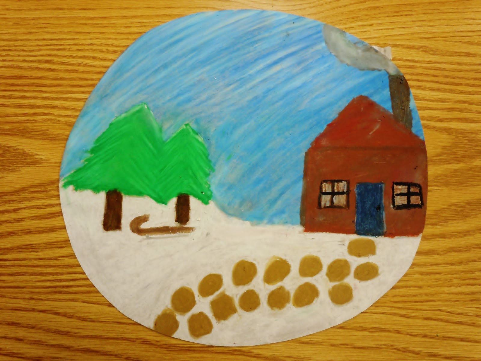 Carrie's Arts Spot Oil Pastel Snowglobes 3rd5th Grade Ms. Lee and