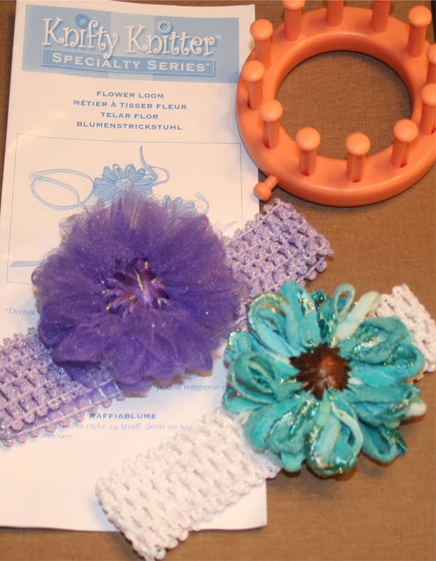 533 New baby headband on loom 29   Baby Headbands with Flowers Made From A Knitting Loom   NIFTY KNITTER 