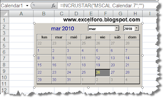 Control de Calendario en Excel.