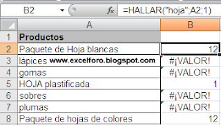 La función HALLAR en Excel.