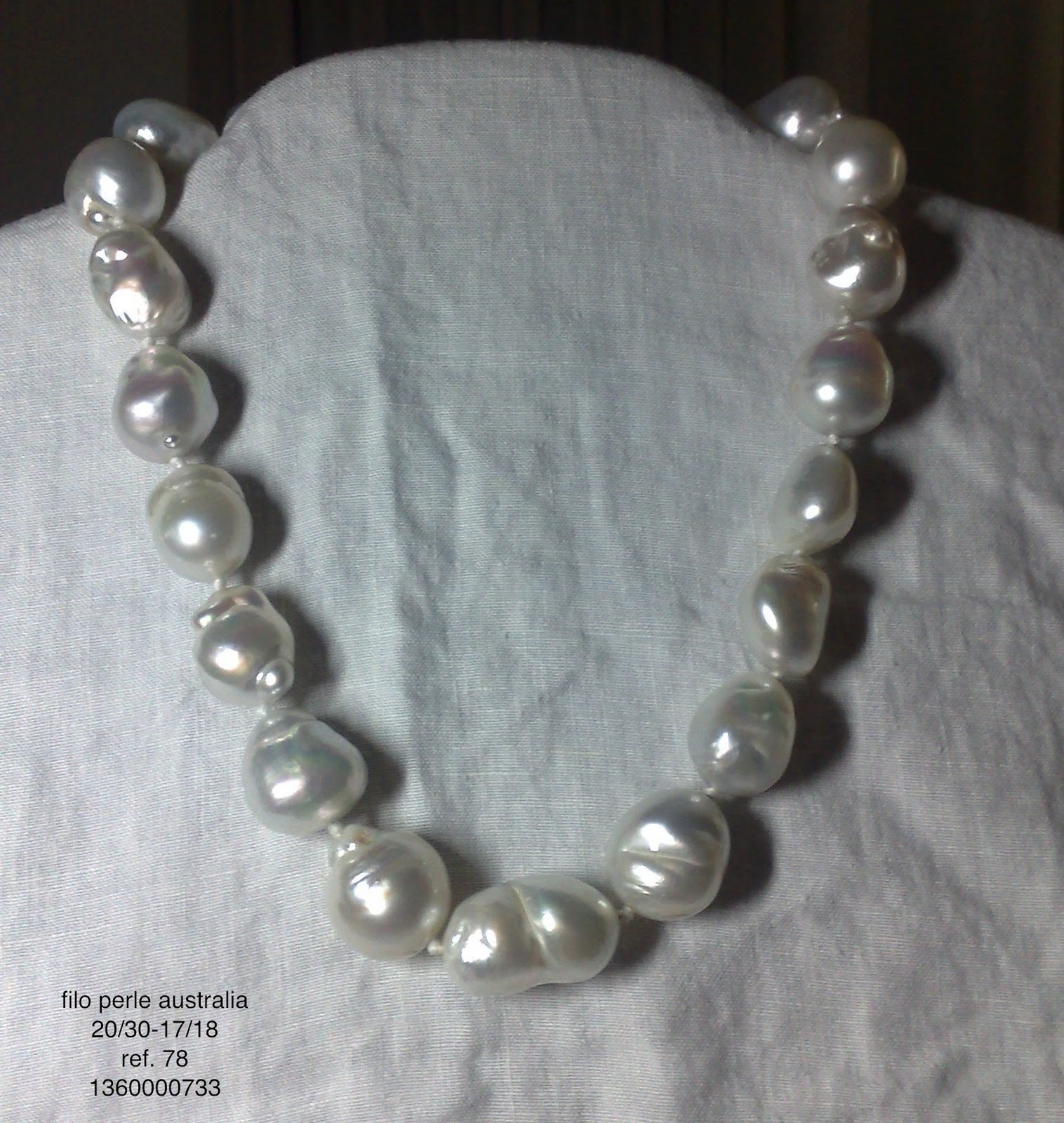 Collana Di Perle Naturali Barocche Bianche Biwa 17 Pollici - Fatte A Mano, Con Ciondolo Foto