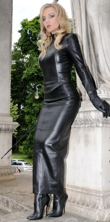 Leather Den: Leather Suits- Blouses & Long skirts or Mini skirts
