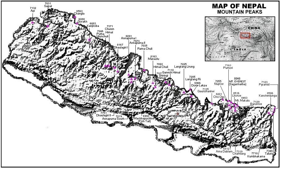 Карта вершин гималаев. Непал на карте. Горы Гималаи на карте. Гималаи схема гор. Непал географическая карта.