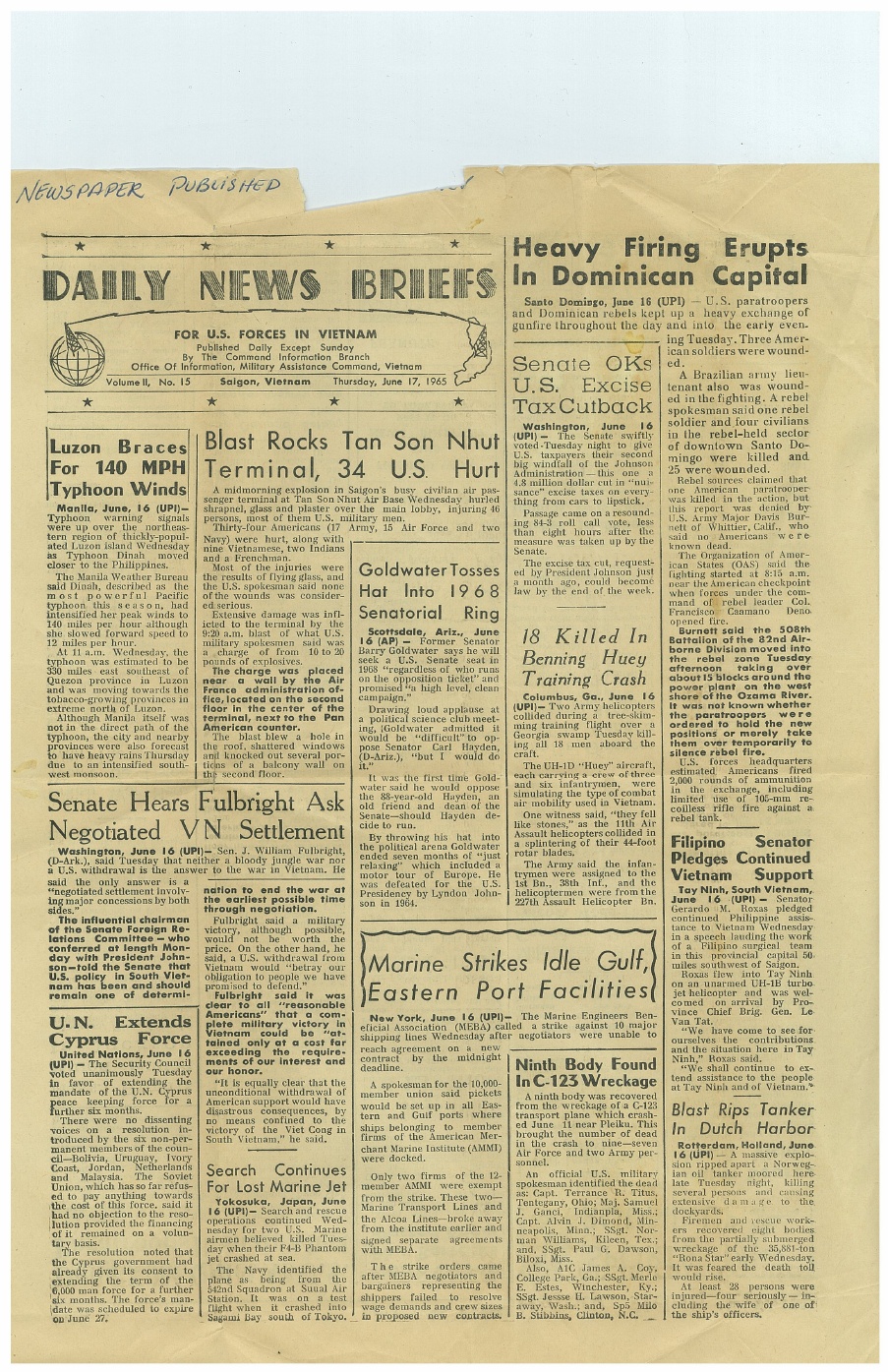 A Vietnam War Clerk's Diary Diary Entry 10 Saigon, Friday, 18 June 1965