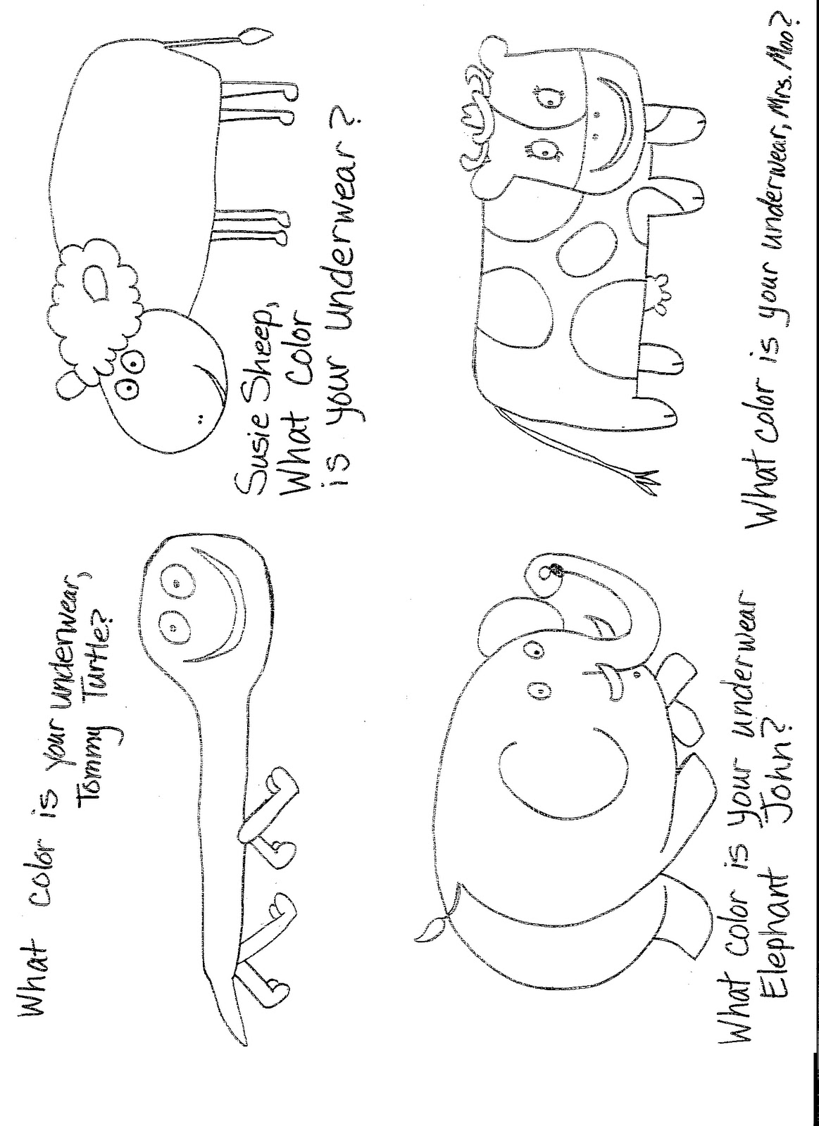 Speech Therapy with Miss Nicole What Color Is Your Underwear Activity