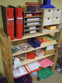 well-organized shelves in Montessori school in Sweden