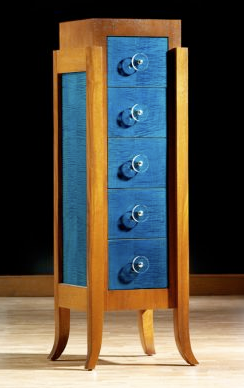 dresser with blue drawers