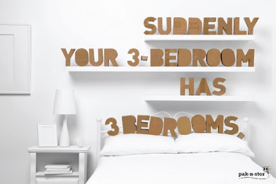 Ad for Pak-N-Stor: Suddently your 3-bedroom has 3 bedrooms.