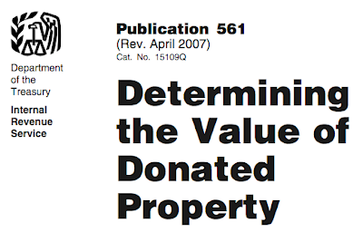 a bit of the cover of IRS publication 561 - Determining the Value of Donated Property