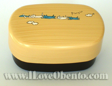bento box with flying cat images