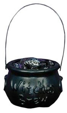 black plastic witch's cauldron