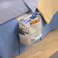 bedside organizer with Kleenex box, remote, magazines and more