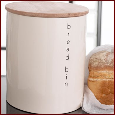 porcelain bread bin with wood lid