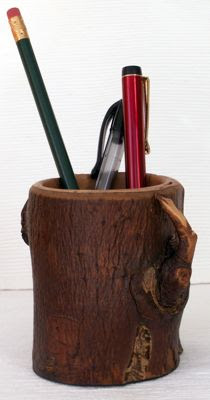 hand-crafted wood pencil or pen holder