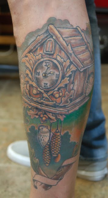 Adam M has been getting a bunch of work added to his cuckoo clock tattoo