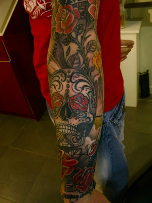 This sleeve is mexican religious inspiredREALLY FUN TO DO