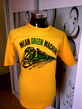 VINTAGE MEAN GREEN MACHINE SKULL TRAIN FACES 50/50 KAIN SAMBUNG SHIRT  (SOLD!!!)