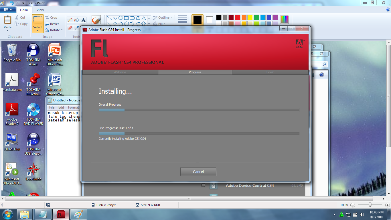 Andree: Instal adobe flash cs4