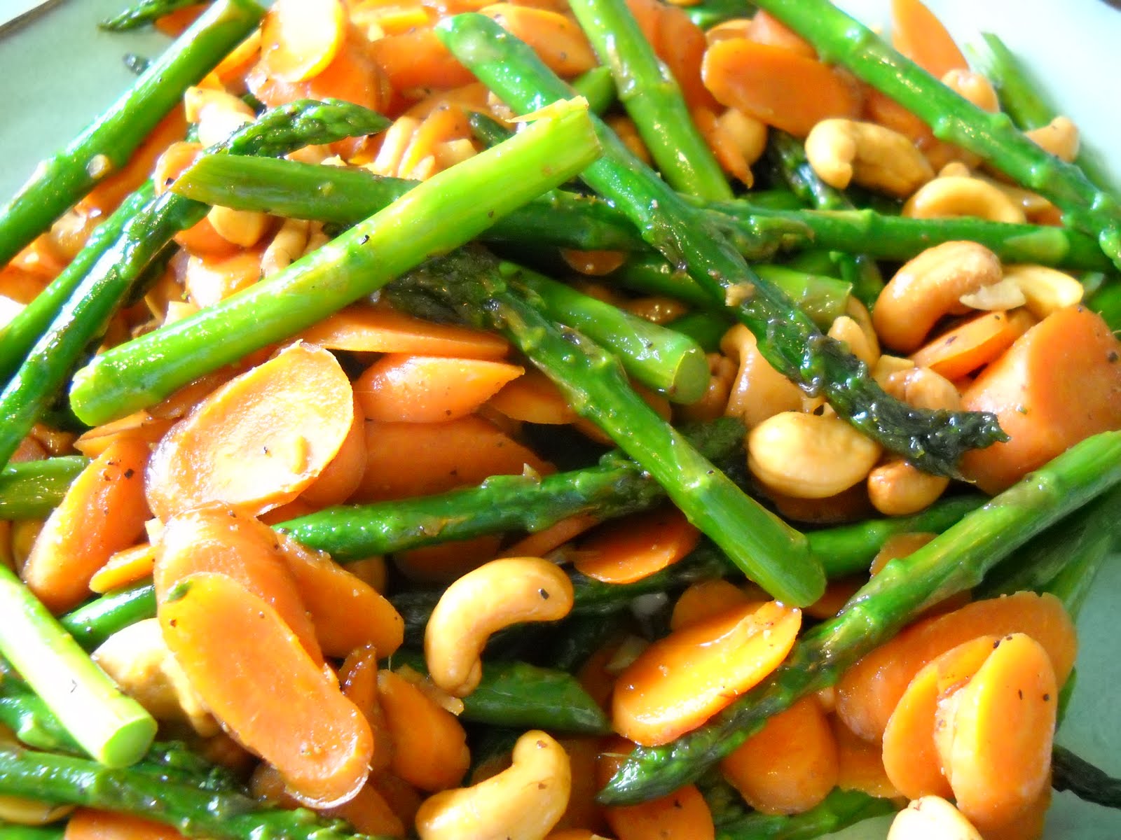 Miss Jolie Ann's Kitchen Garden Asparagus Carrot Stir Fry with Cashews