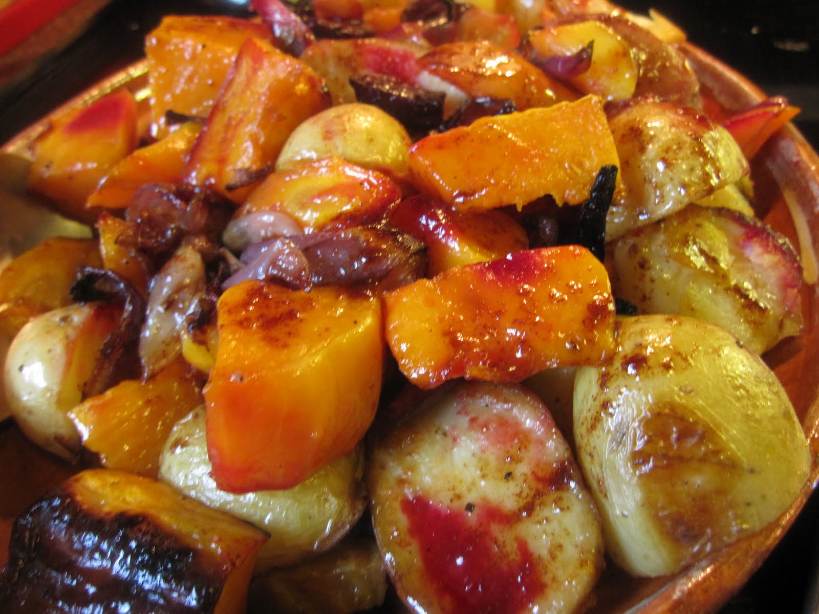 Recipes from 4EveryKitchen Roasted Vegetables with Maple Syrup Dressing