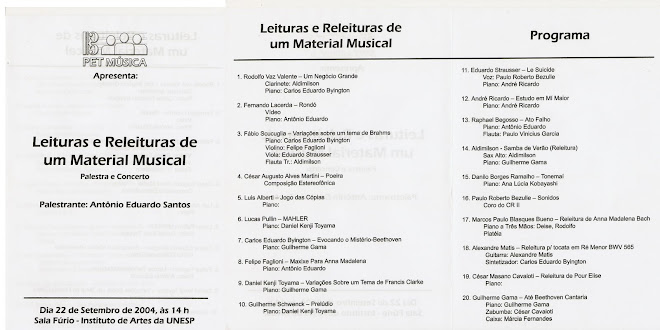 Execução de obra de autoria própria em concerto - PET Leituras e Releituras de um Material Musical