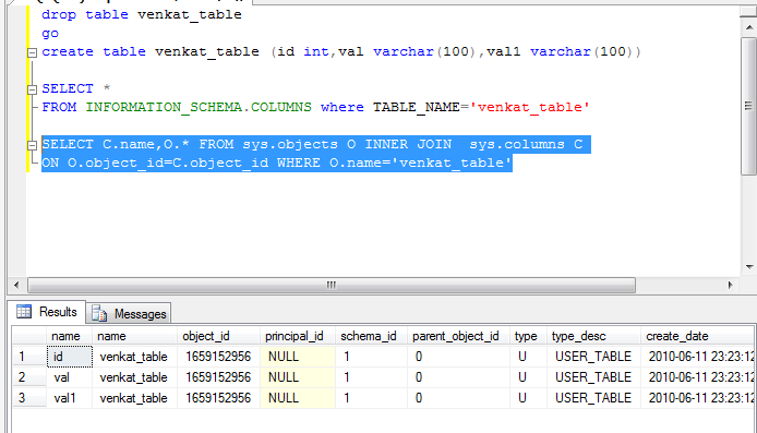 Welcome to SQLServer MVP Blog: list column names for a table