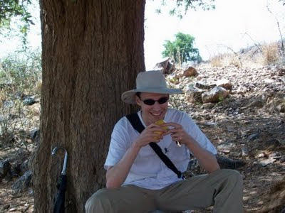 Douglas Barnes enjoying a fresh mango