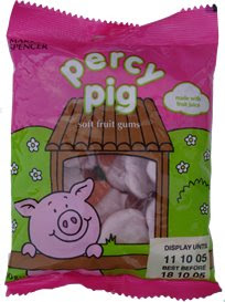 A packet of Percy Pig sweets