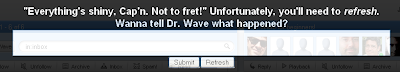 Everything's shiny Google Wave error message