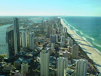 The view north towards Southport from the the Q1 building in Surfers Paradise
