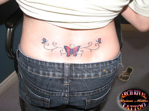 Lower Back Girly Butterfly tattoo Design