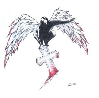 Cross Angel Wings Tattoo Design