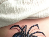 Realistic 3d Black Widow Spider Tattoo