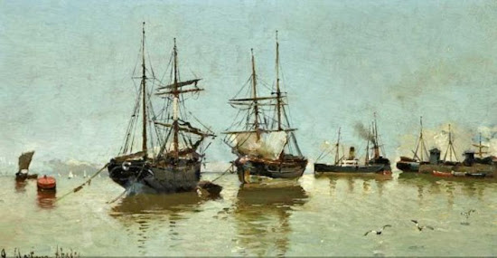 Veleros Veleros, Juan Martínez Abades, Pintor español, Paisajes de Juan Martínez Abades, Pintor Martínez Abades, Pintores españoles, Pintores Asturianos, Martínez Abades